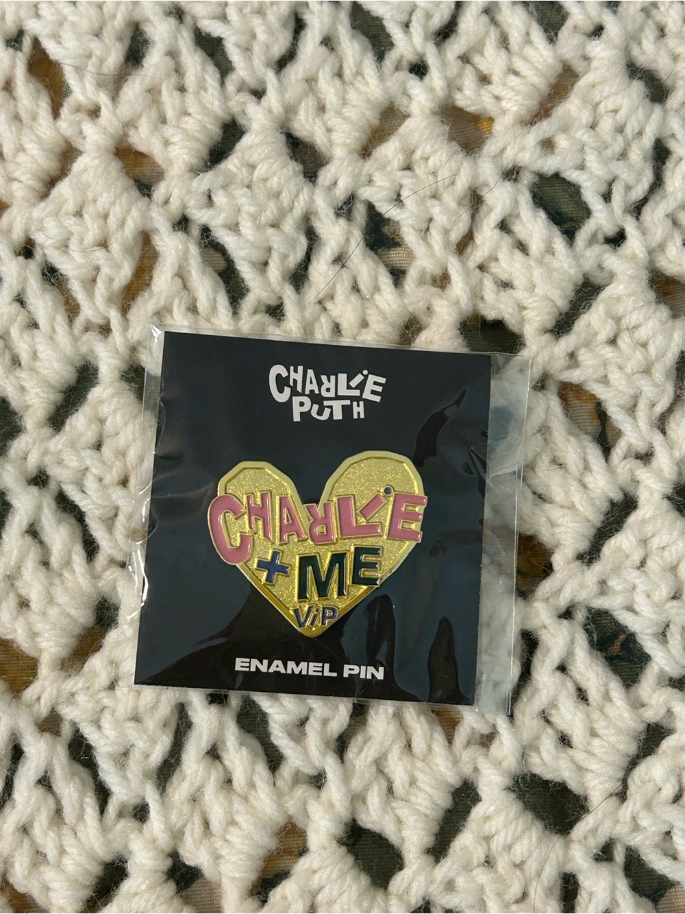 Gold & Pink 'Charlie + Me' Enamel Pin